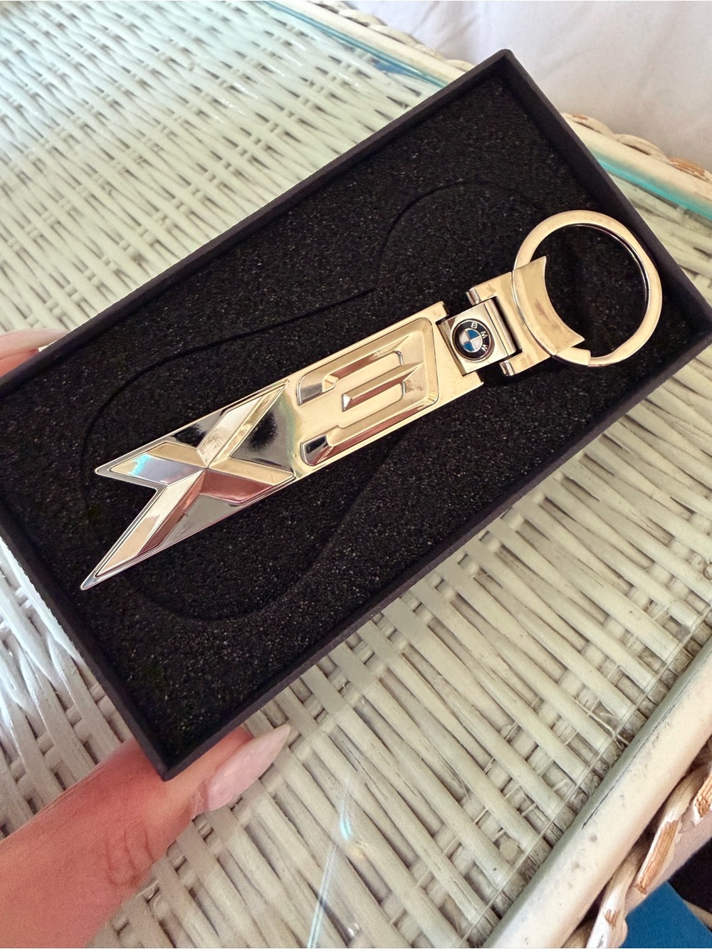 BMW silver X5 emblem keyring